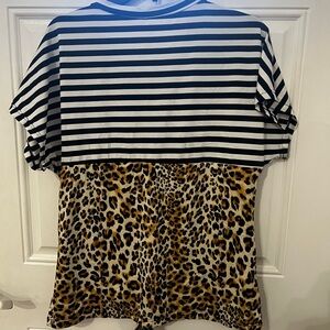 Leopard Print and Stripes Shirt